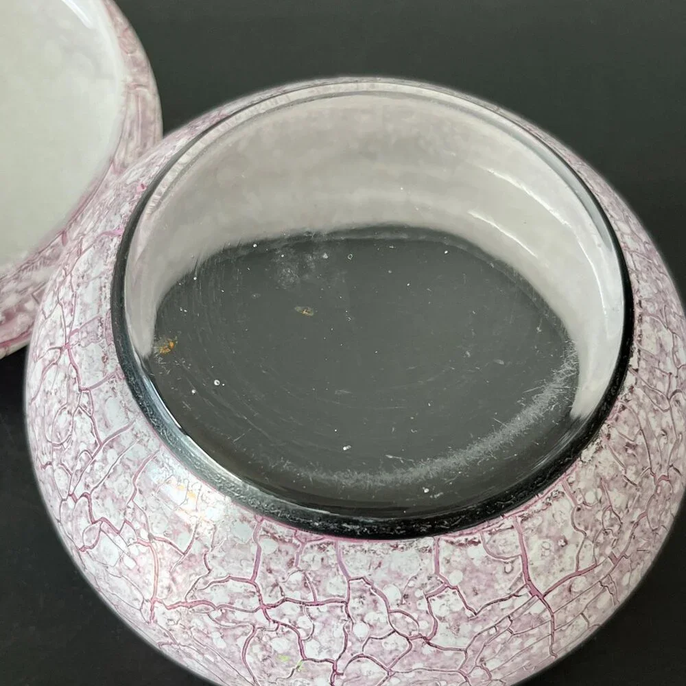 Pink Marbled Glass Vanity Jar // Vintage Powder Jar